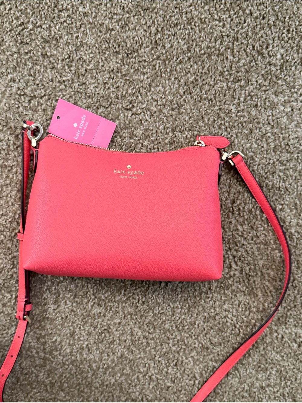 kate spade Coral-Pink Pebbled Leather Crossbody